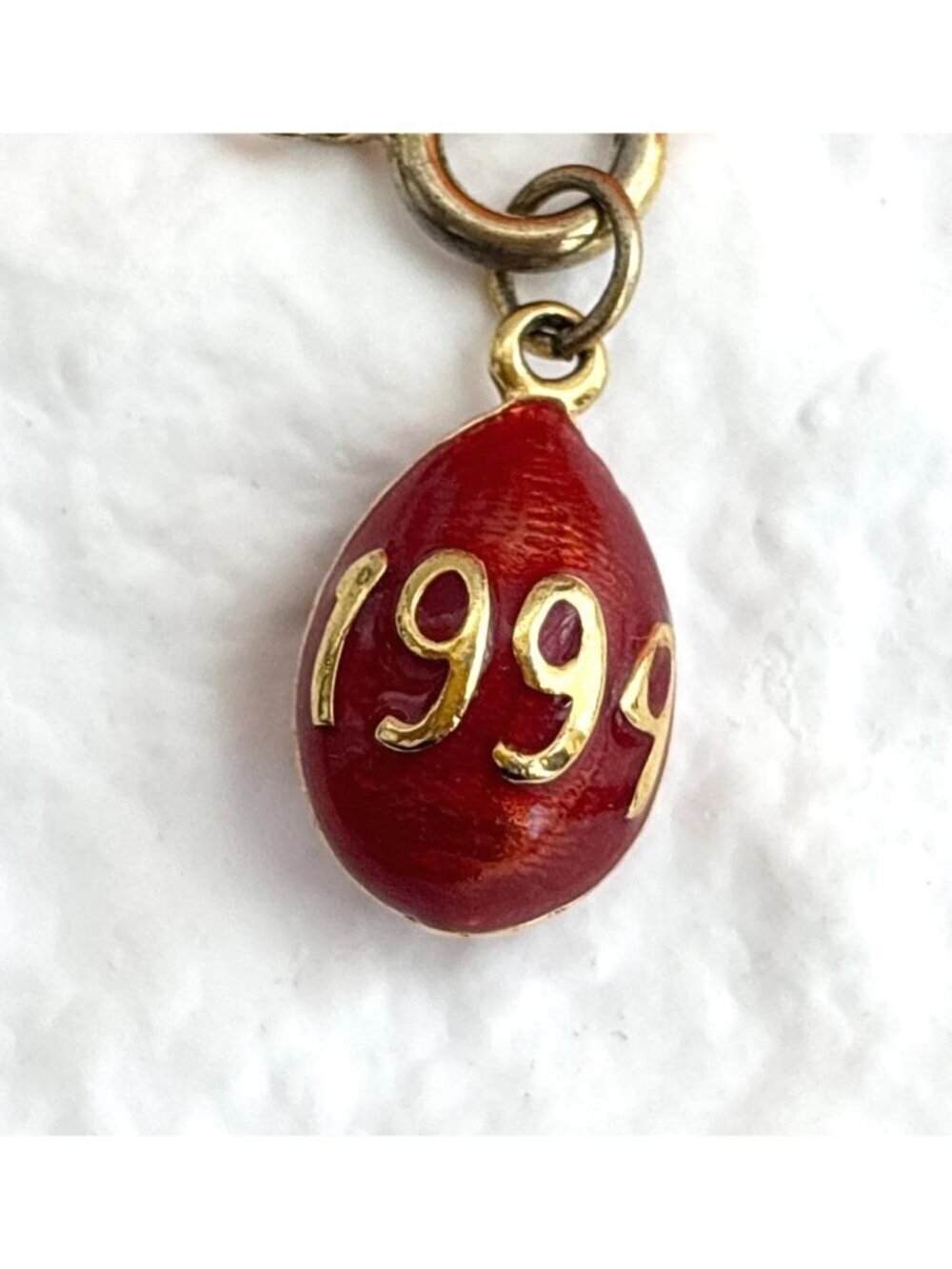Joan Rivers Red Enameled 1994 Inlaid Gold Toned Vintage Pendant | Charm